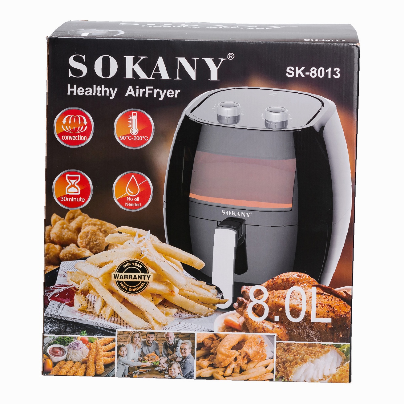 Аерофритюрниця Sokany SK8013 — 8 л, 1800 Вт, без олії - Зображення 6