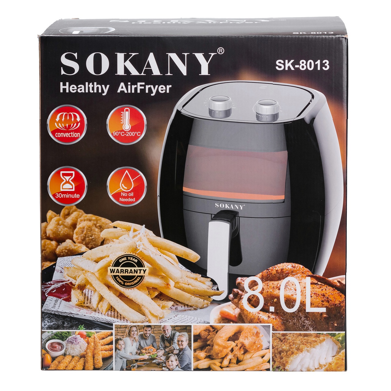Аерофритюрниця Sokany SK8013 — 8 л, 1800 Вт, без олії - Зображення 7