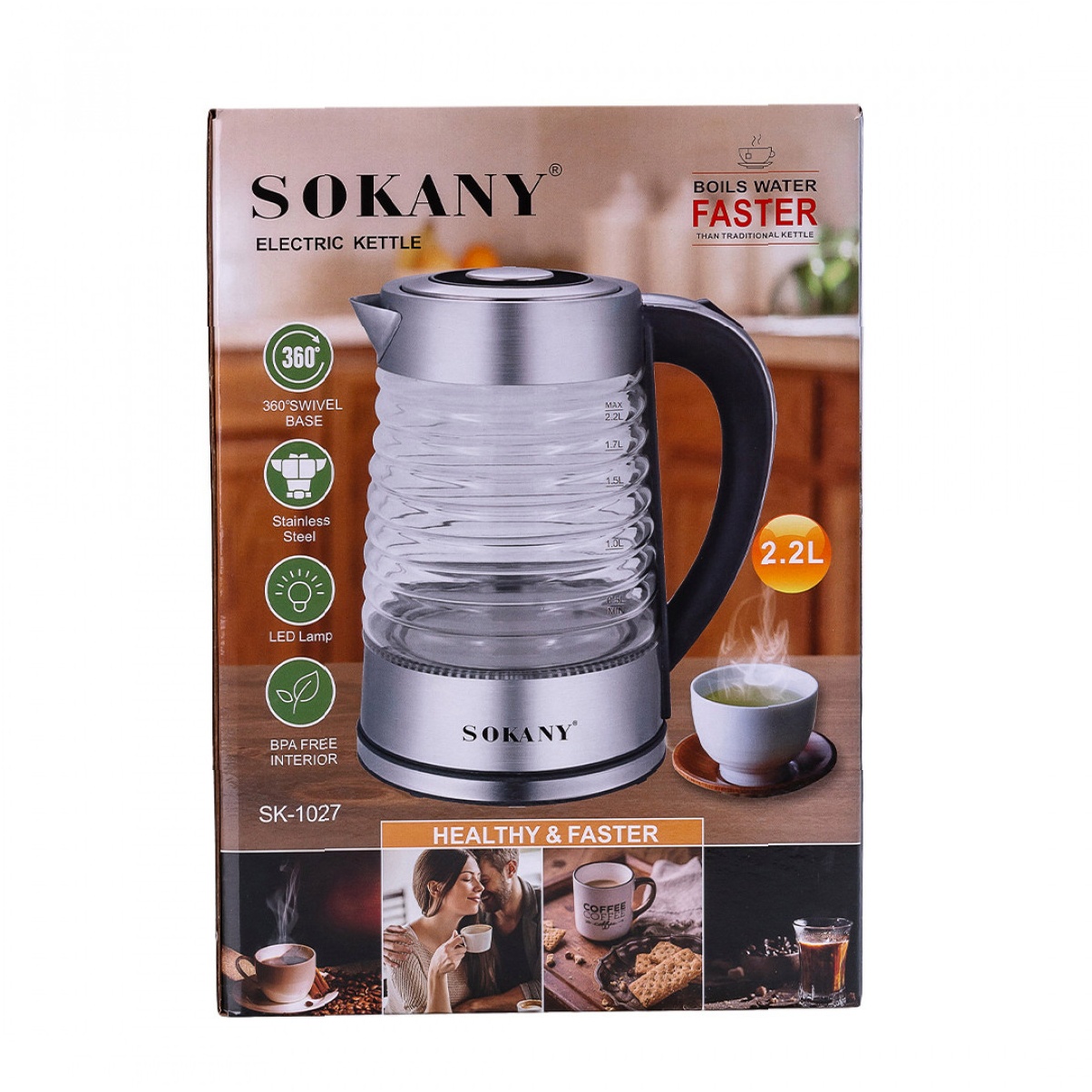 Електрочайник Sokany SK1027CST — Швидке закипання - Зображення 4