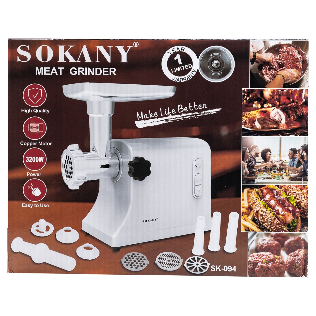 Електром'ясорубка Sokany SK-094 — Потужність 3200 Вт - Зображення 8