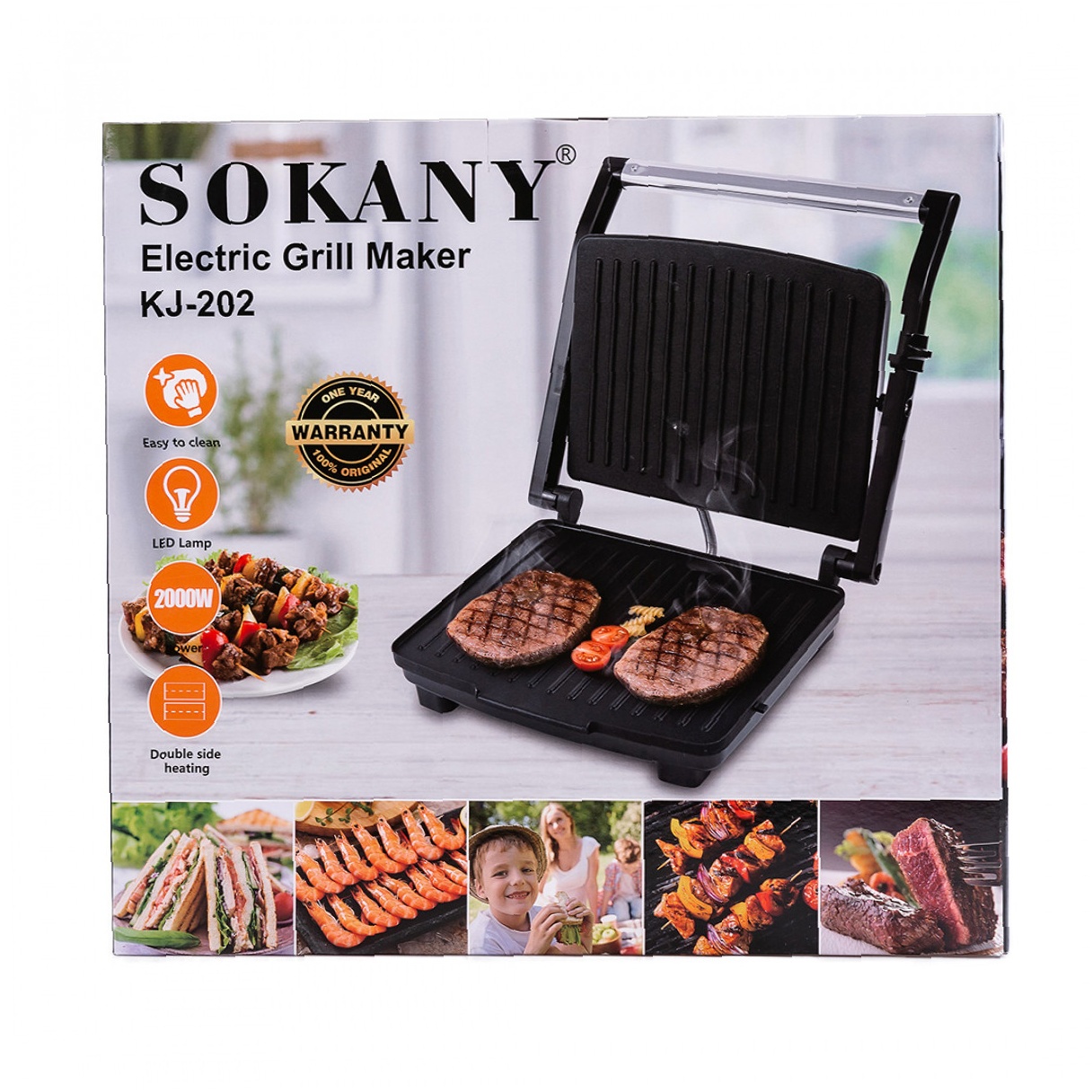Електрогриль Sokany KJ202SS — Потужність 2000 Вт - Зображення 11