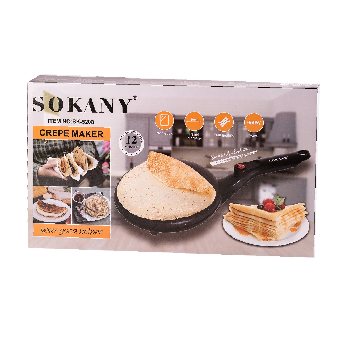 Електрична млинниця Sokany SK5208 — антипригарне покриття - Зображення 6