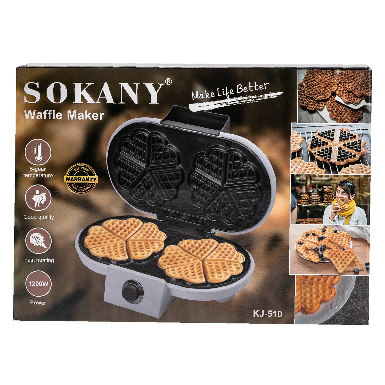 Електровафельниця Sokany KJ-510 — 1200 Вт для хрустких вафель - Зображення 10